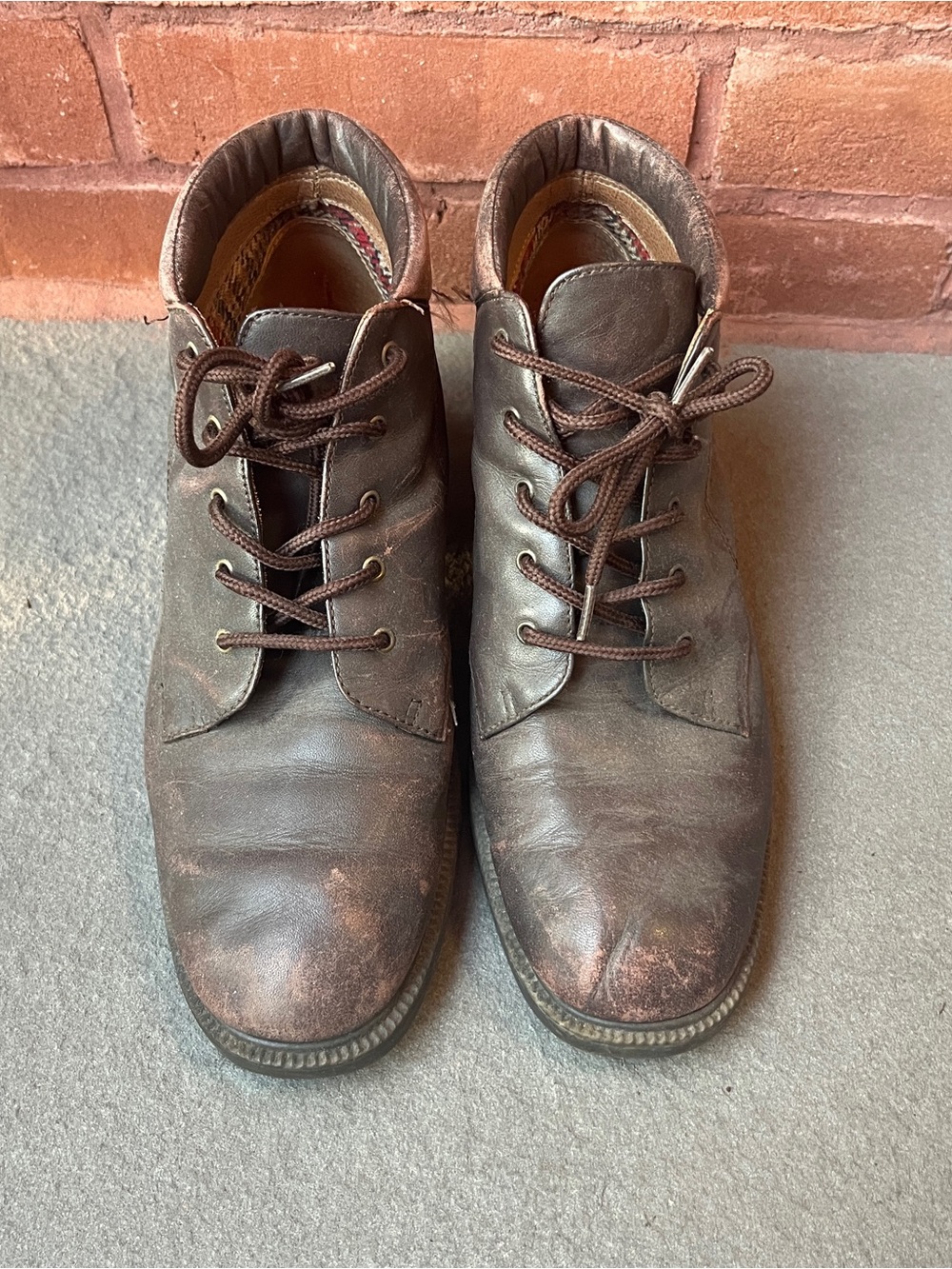 Women's Brown Leather Lace-Up Ankle Booties